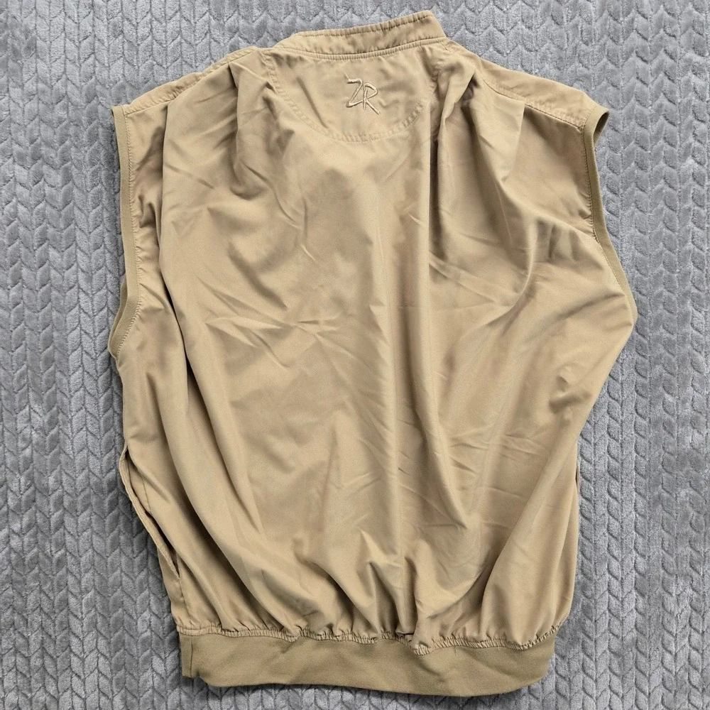 Zero Restriction Mens Lightweight Golf Vest Tan Khaki Microfiber Mock Neck Large